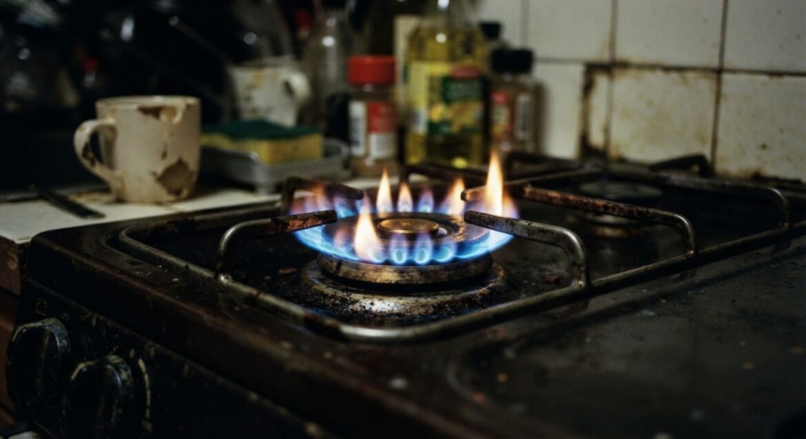 a gas stove burner flame close up
