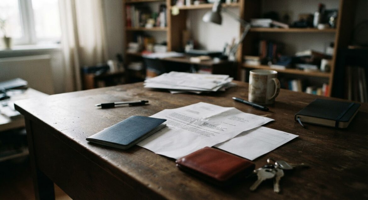 a passport and visa documents next to a termination letter on a desk